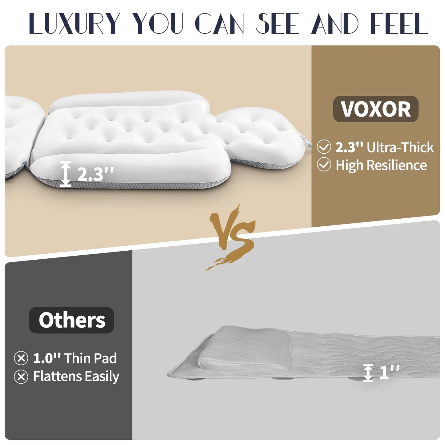Full Body Bath Pillow for Bathtub, Thick Bathtub Cushion, Luxury Tub Pillow for Bath for Headrest Neck and Back Support White 140 X 41CM