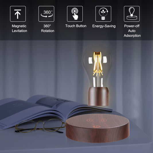 VGAzer Magnetic Levitating Floating Wireless LED Light Bulb Desk Lamp for Unique Gifts, Room Decor, Night Light, Home Office Decor Desk Tech Toys