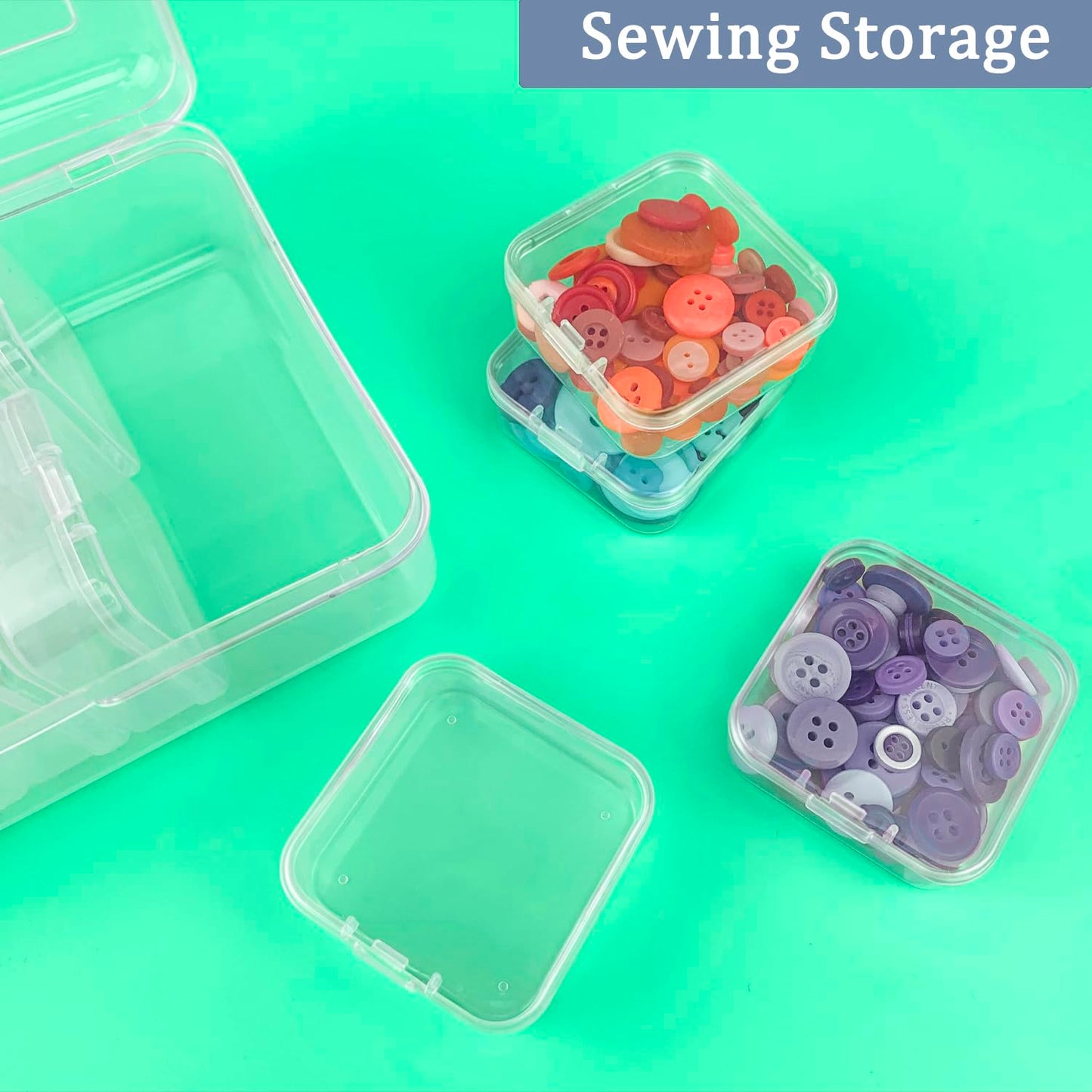 Qualsen Storage Boxes with Lids, 18 Pieces, 5.3 x 5.3 x 2 cm, 1 Pack