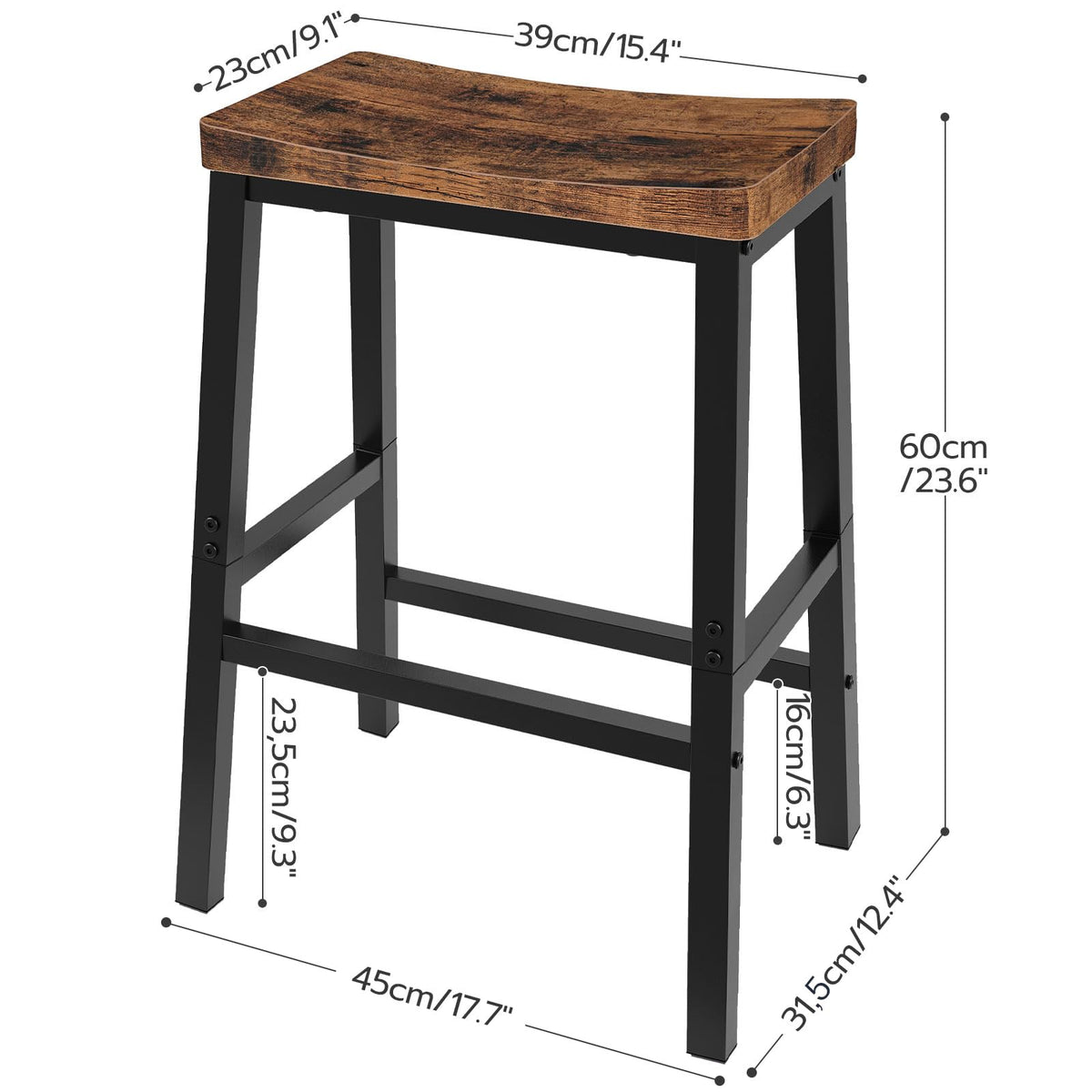 HOOBRO Bar Stools Set of 2, Tall Kitchen Breakfast Stools with Footrests, Bar Chairs with Saddle Seat for Kitchen, Counter, Easy Assembly