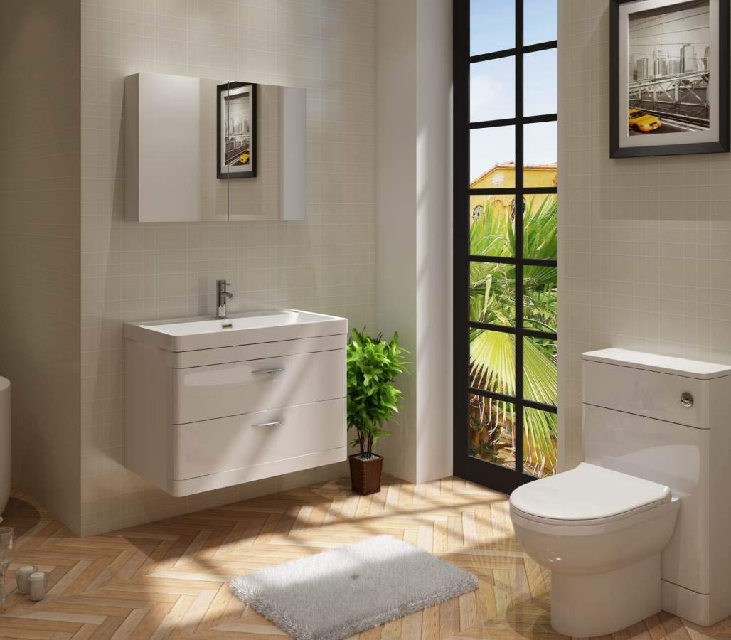 VeeBath Cyrenne Floor Standing WC Back to Wall BTW Toilet Cabinet with Open Access Cistern Unit