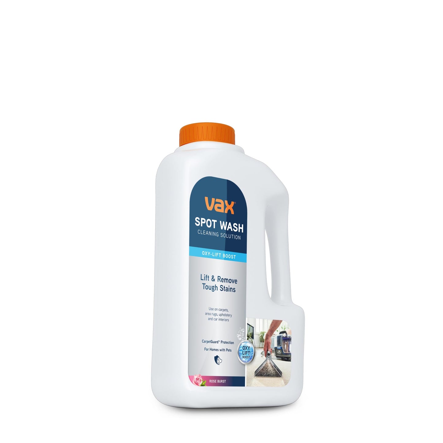 Vax SpotWash Oxy-Lift 1.5L Spot Cleaning Solution, Upholstery Carpet Stain Remover Shampoo, Rose Burst Scent, Breaks Down and Lifts Tough Stains,