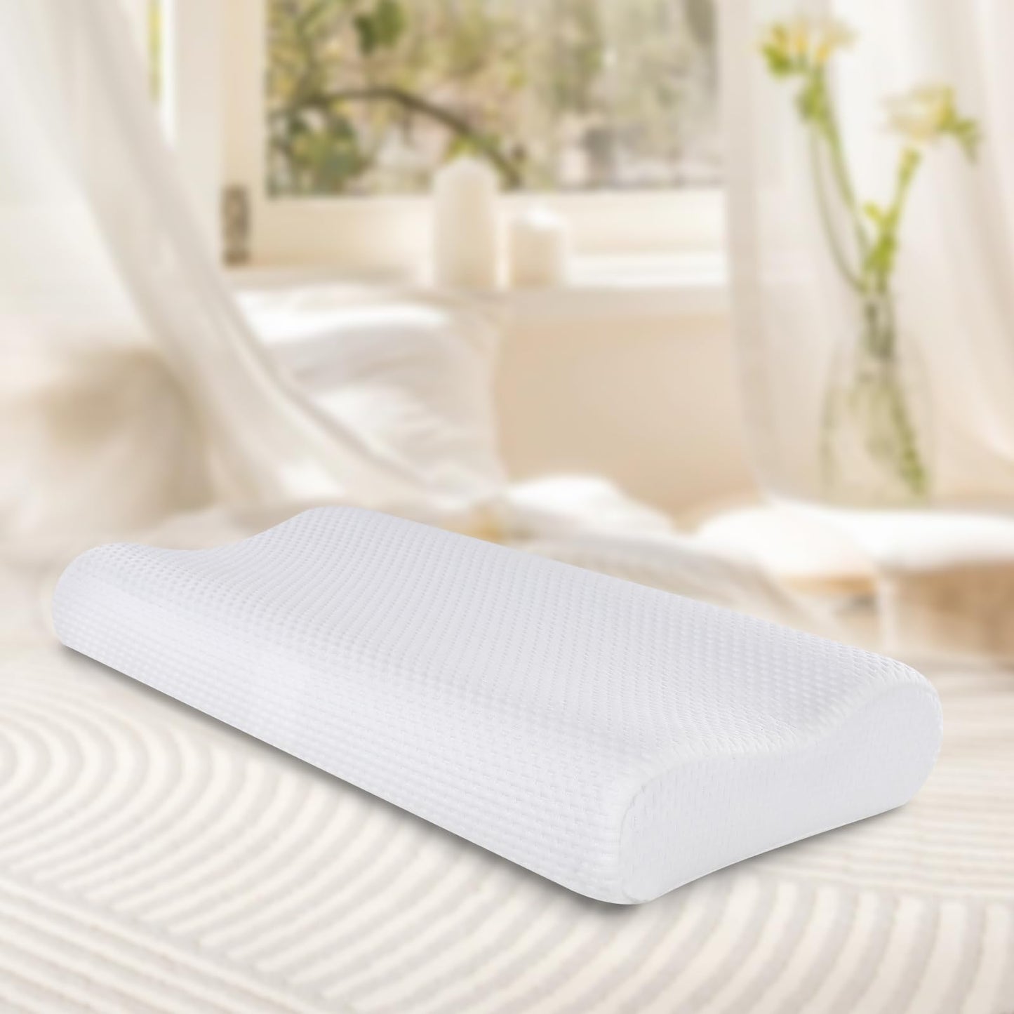 SUQ I OME Slim Sleeper-Gel Thin Memory Foam Pillow for Sleeping,Contour Thin & Low Cervical Profile,for Neck Pain, Stomacher