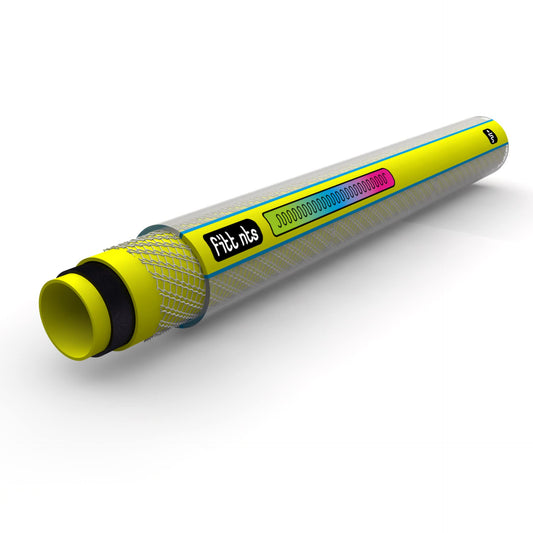 FITT NTS Yellow 1/2" (12,5mm) 20m - Strong and malleable Yellow Garden Watering Hose for Intensive Use Supplied with Nozzle with Adjustable Flow and