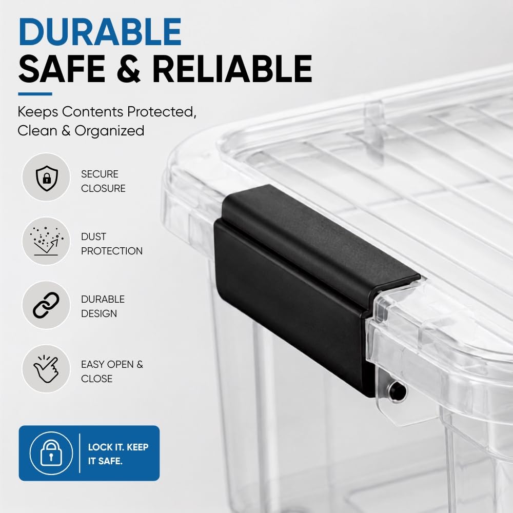Superio Clear Storage Box with Lid, 16 Quart Plastic Container Bins for Organizing, Stackable Crates, BPA Free, Non Toxic, Odor Free