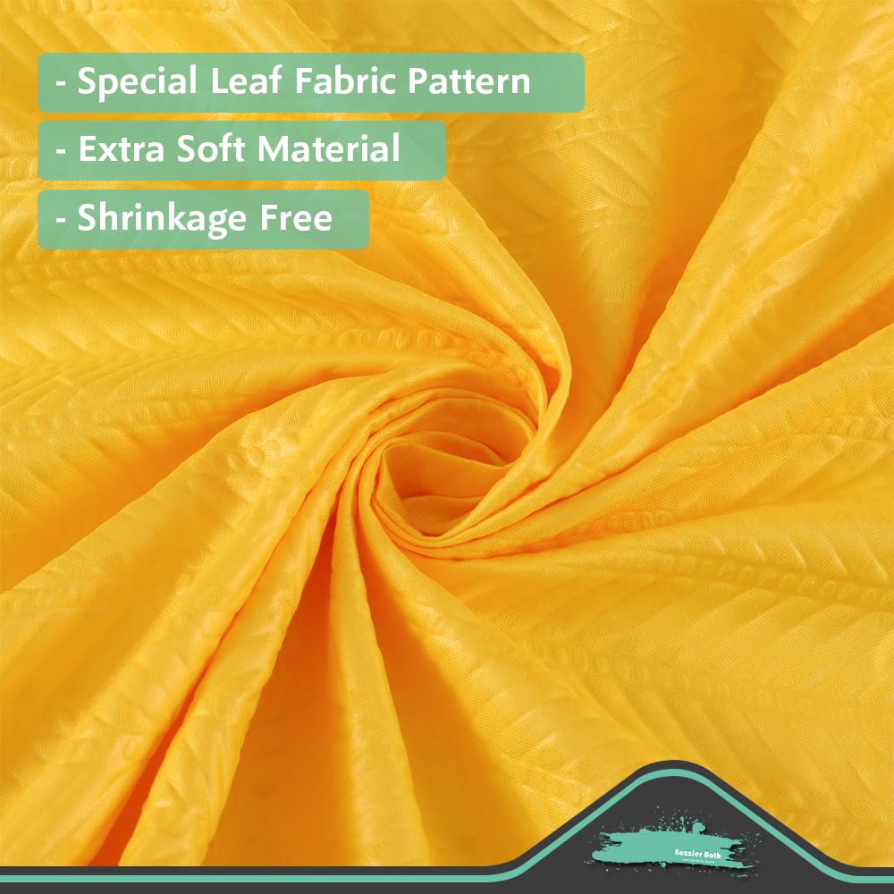 Eazzier Bath Yellow Fabric Shower Curtain or Liner - Leaf Weave Textured Thin Cloth Shower Curtains for Bathroom