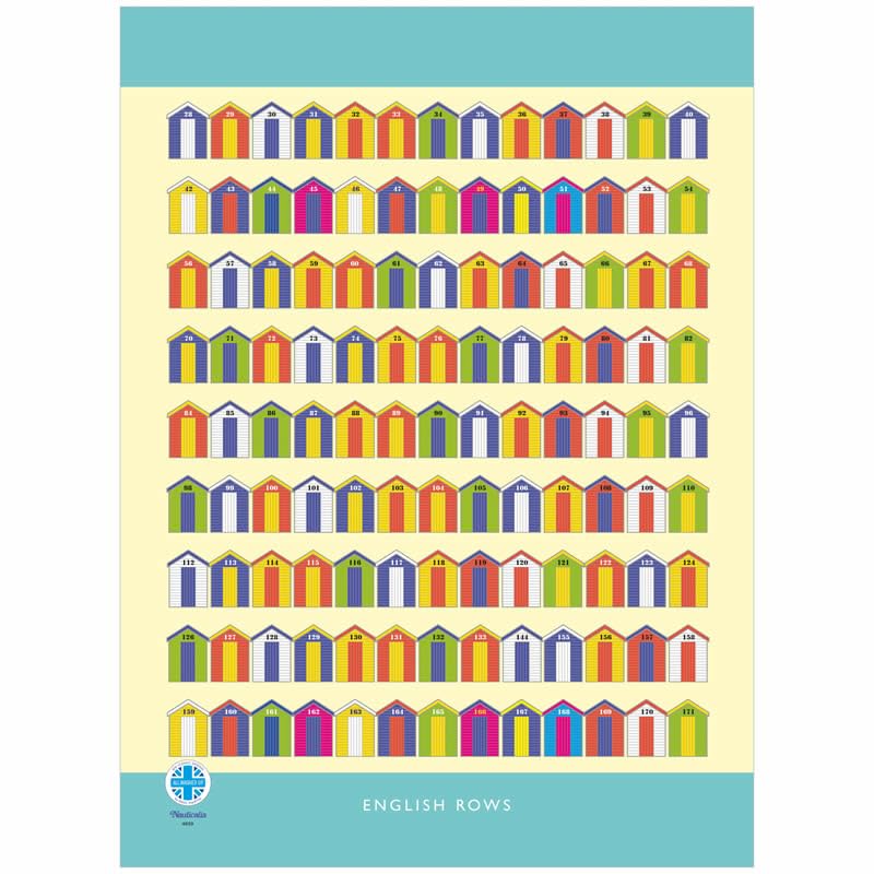 Nauticalia English Rows Beach Hut Tea Towel