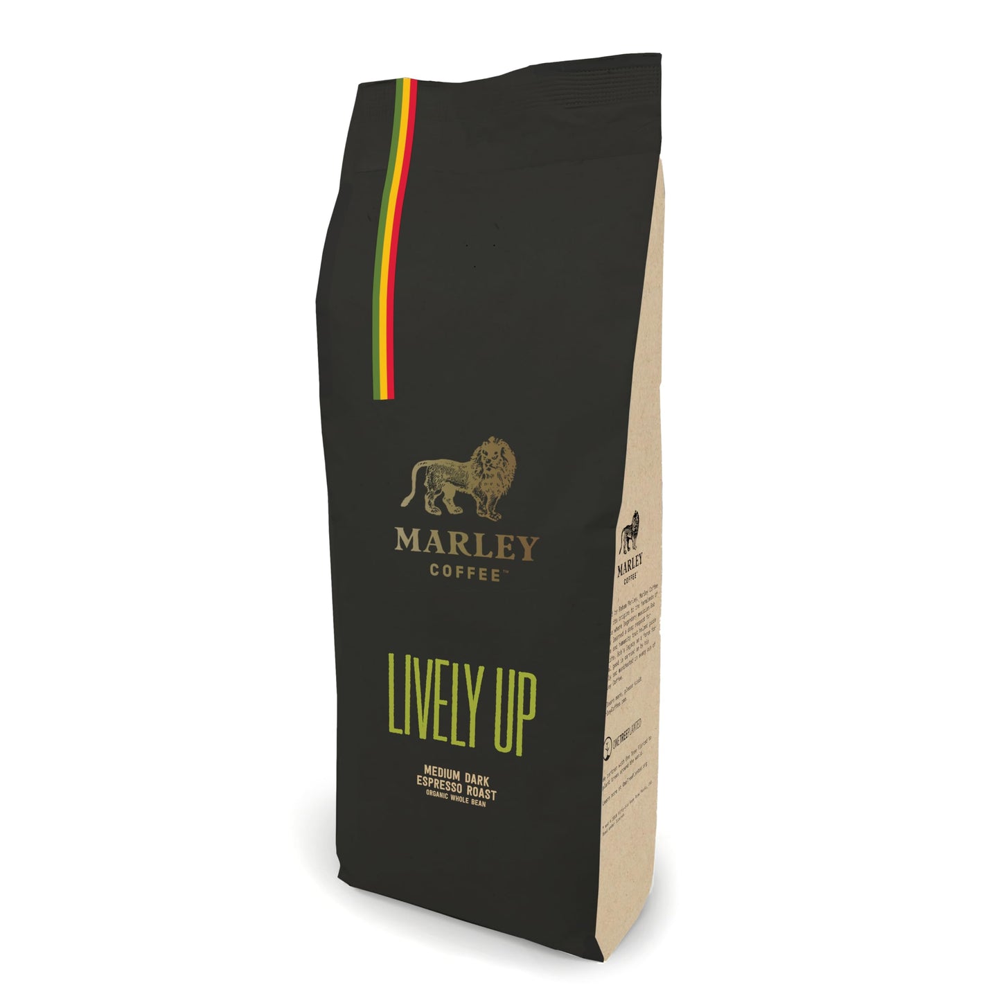 Marley Coffee Organic Strong Dark Roast Espresso Coffee Beans 1kg - Lively Up Blend - Marley Coffee - From The Marley Family - Strength 5 - For All