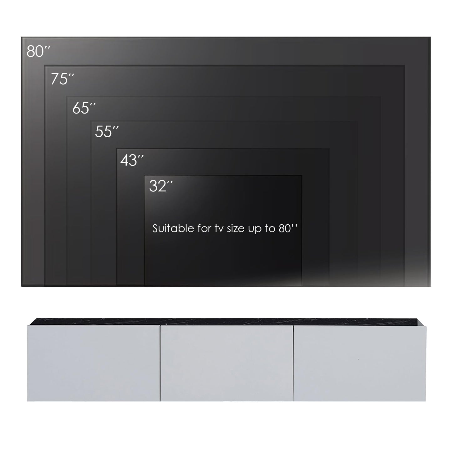 Atelier Mobili Floating TV Stand for 75/65 Inch TV, Wall Mounted Entertainment Center, TV Console
