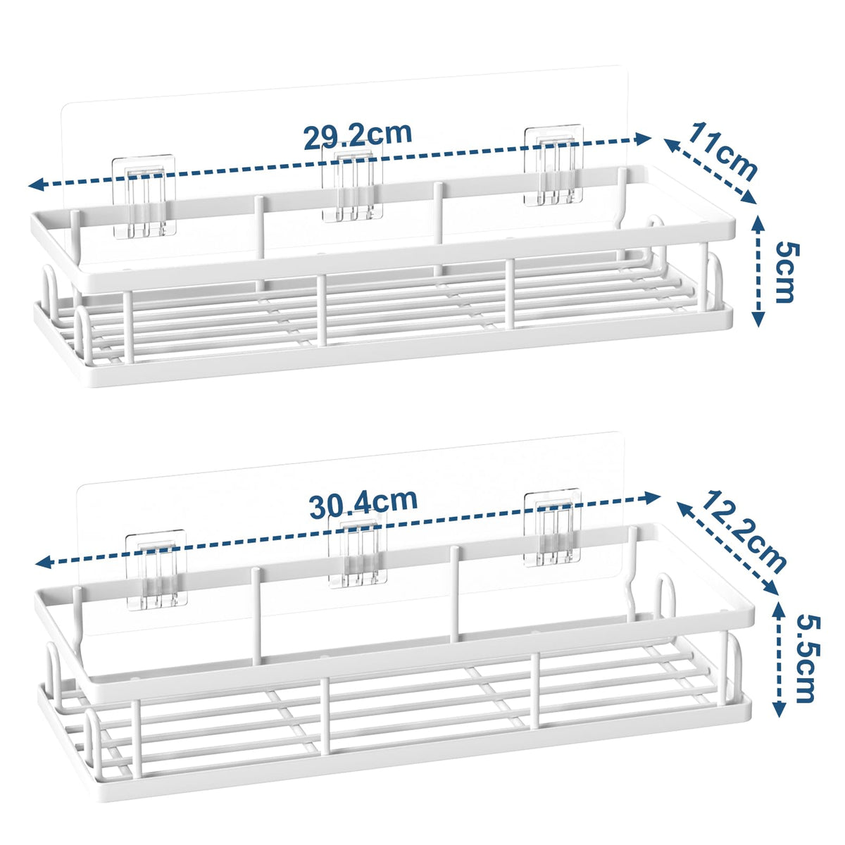 UUlioyer Shower Caddy, Shower Shelf No Drilling White-2 Pack
