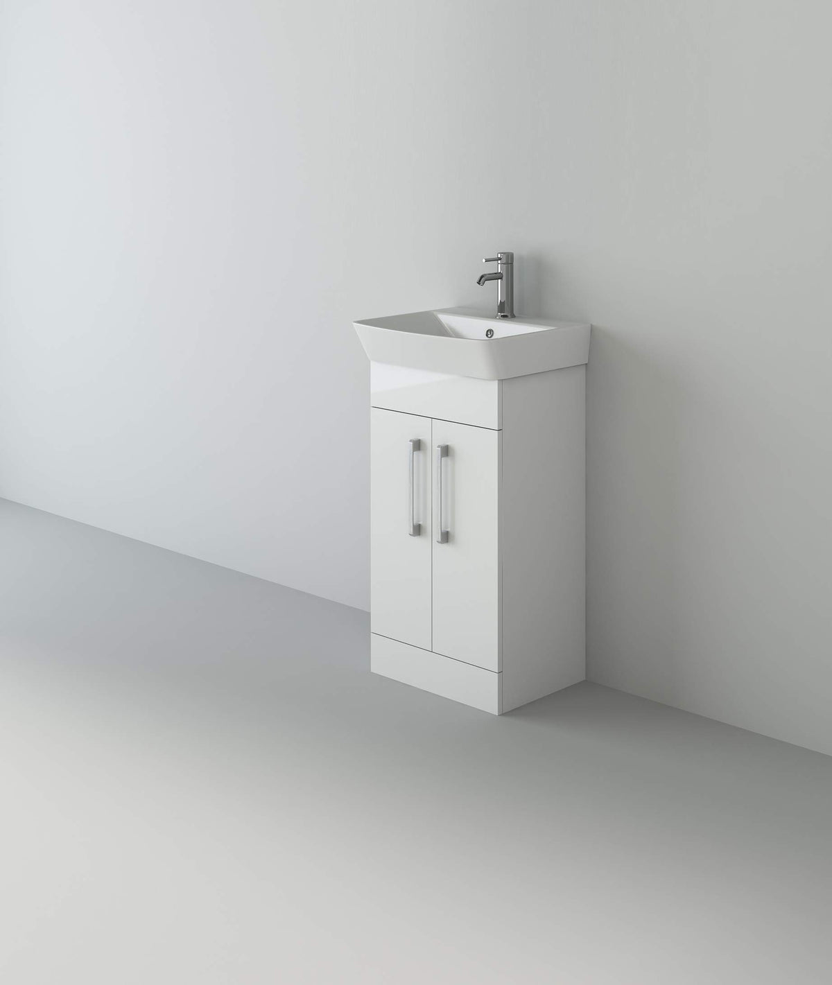 VeeBath PLAN50 Cosmo Twin Soft Close Door Bathroom Vanity Cabinet Furniture Unit with Ceramic Basin-500mm, White