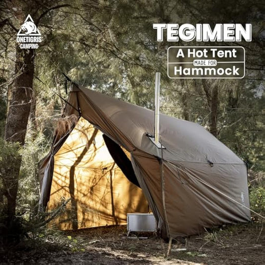 OneTigris TEGIMEN Hammock Hot Tent with Stove Jack, Spacious Versatile Wall Tent with Snow Skirt, 3000mm Waterproof with Zippered Tent Bag