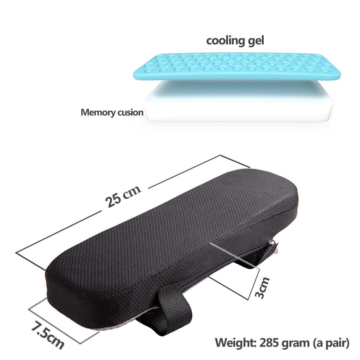 masteymoh Ergonomic Armrest Pads Office Chair Arm Rest Cover Pillow - Elbow Support Cushion for Computer, Gaming and Desk Chairs (Flat)