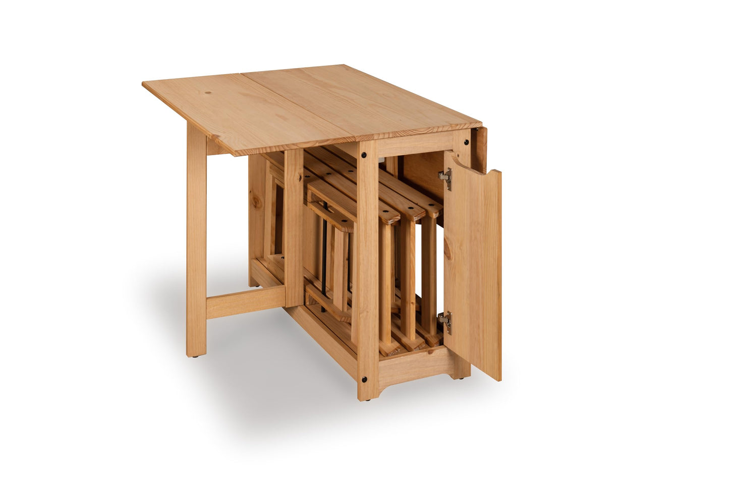 Mews Corona Butterfly Santos Dining Set 4 Seat Folding Drop Leaf Table with Chairs Solid Mexican Pine