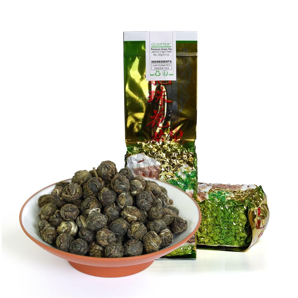 GOARTEA - Jasmine Dragon Pearls - 250g / 8.8oz Premium Grade - Jasmine Pearl Green Tea - Chinese Green Tea Loose Leaf
