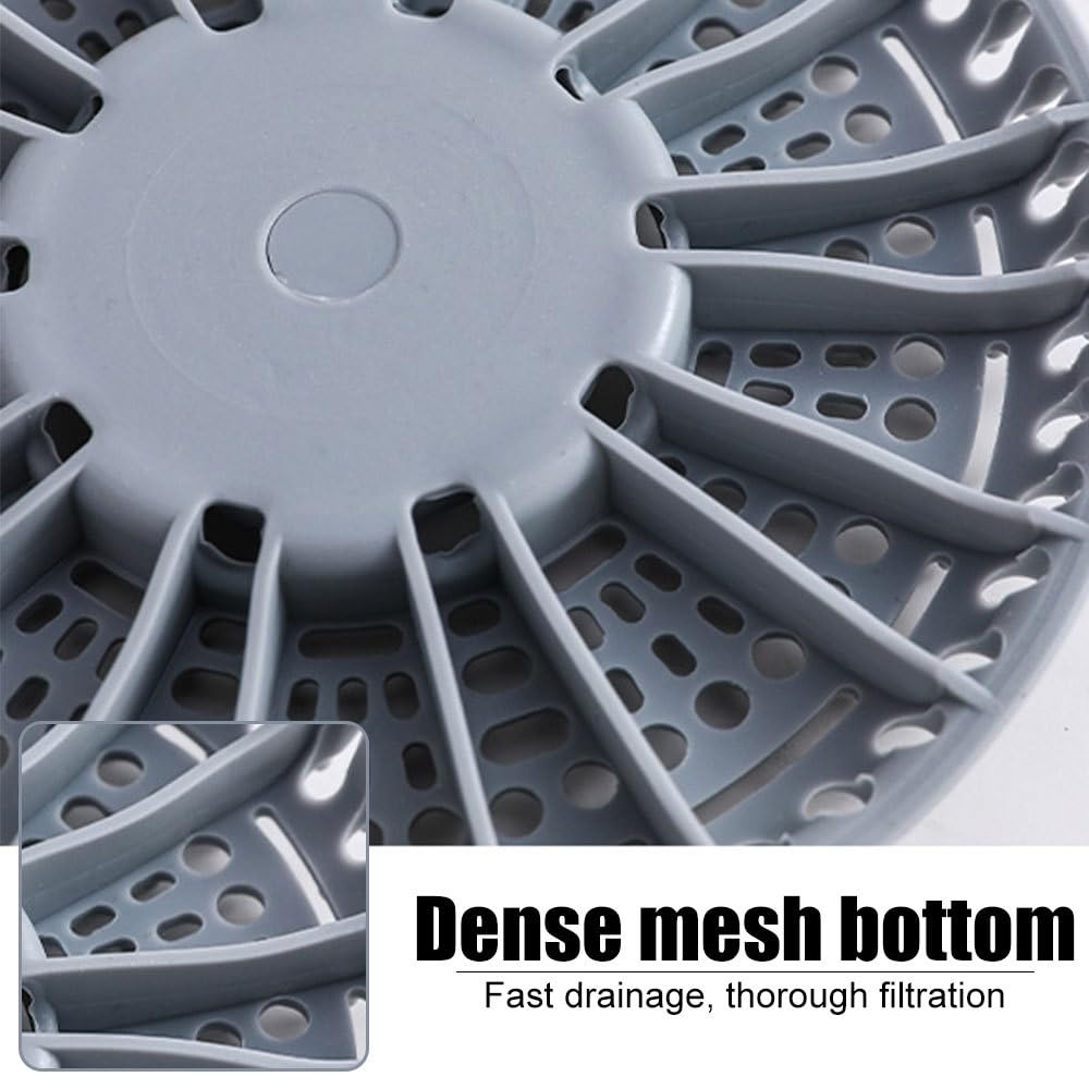 Shower Drain Hair Catcher, 2Pcs Silicone Shower Drain Cover Anti-Clog Hair Stopper Grey/White for Kitchen Bathroom Laundry
