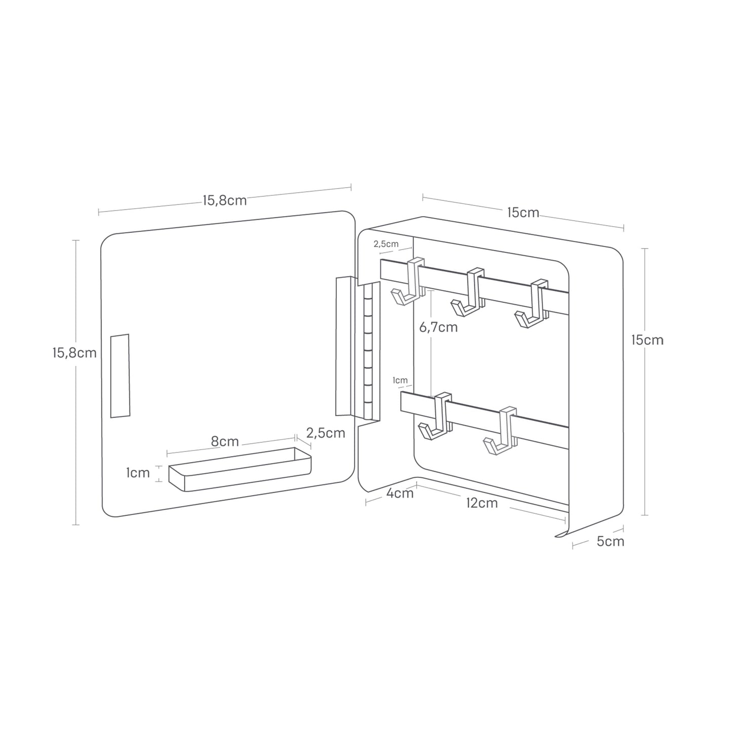 YAMAZAKI 4800 TOWER Magnetic Key Box, black, Steel, Minimalist, 15.8 x 5.5 x 15.8 cm
