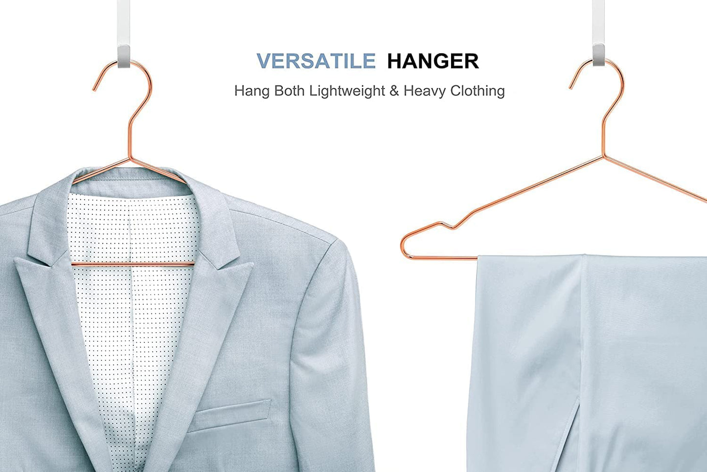 Amber Home 20pcs Shiny Metal Coat Hangers, Iron Shirt Hangers, Copper