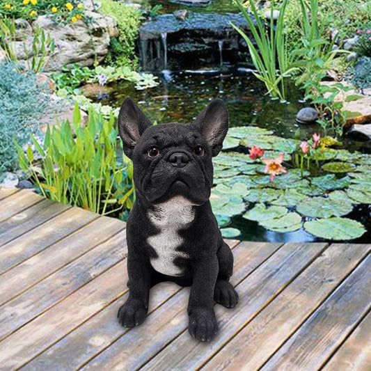G&H Decor Realistic French Bulldog Statue - Hand Painted 30cm Dog Figurine - Intricate Detail French Bulldog Ornaments for Outdoor or Indoor Use -