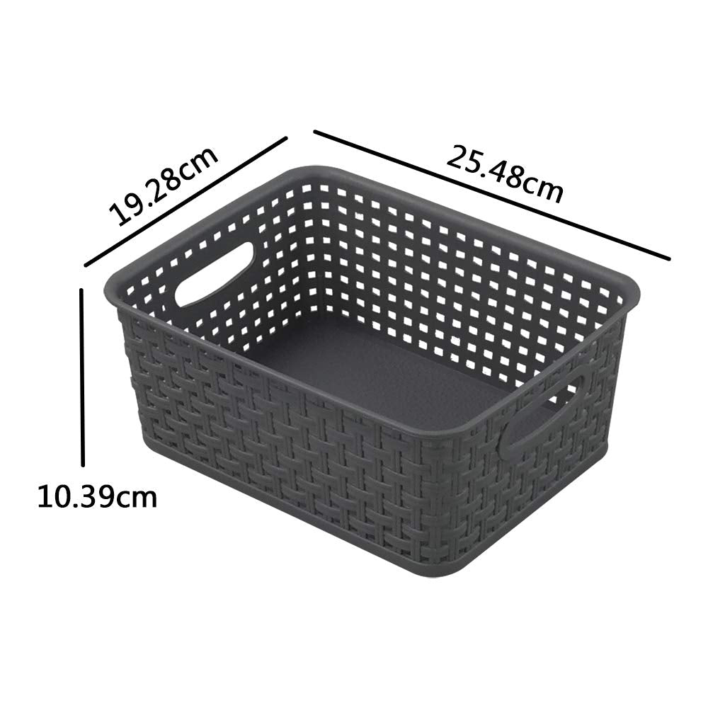 Gloreen 6 Packs Desktop Storage Basket, Small Plastic Weave Baskets, Grey