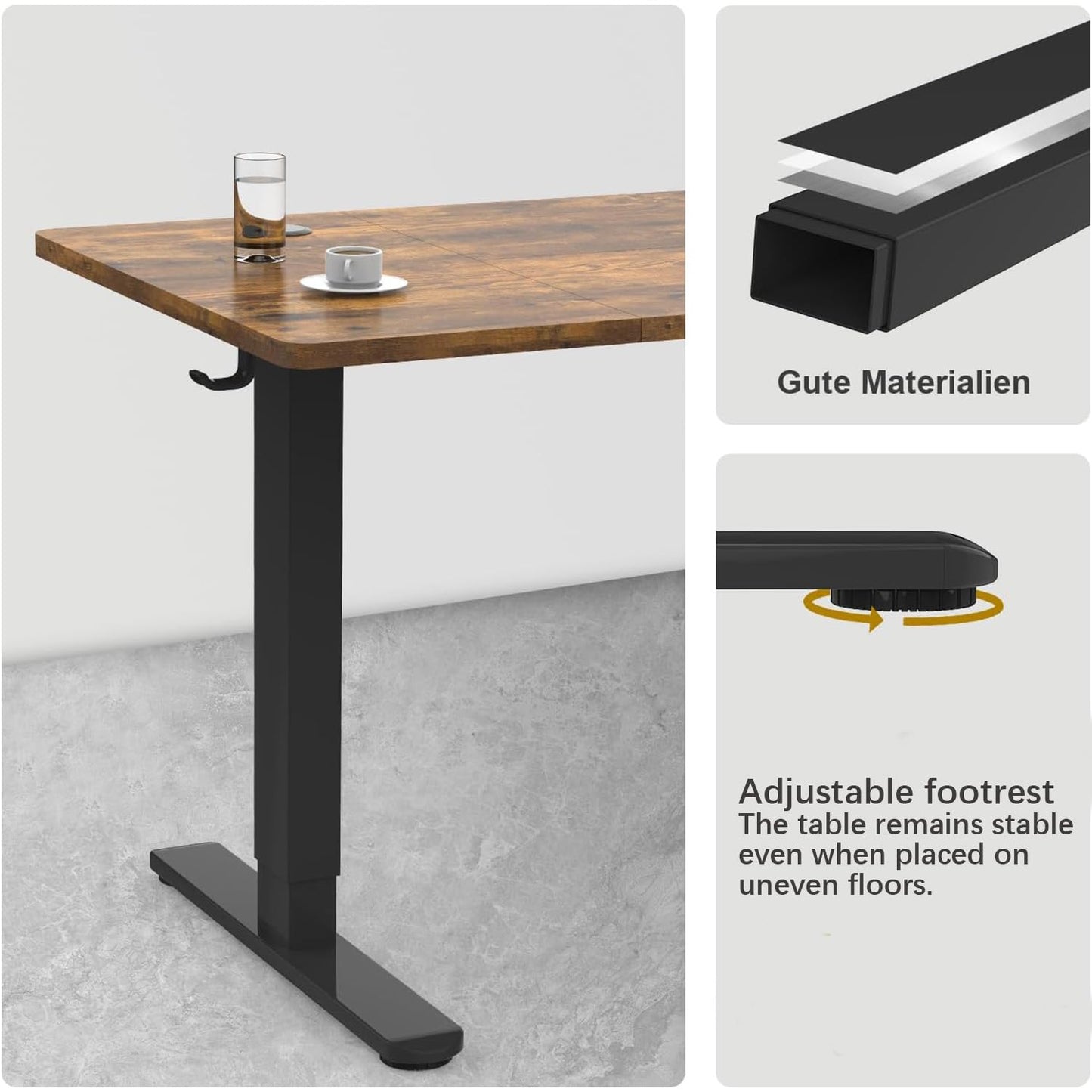 Devoko 120 x 60cm Electric Standing Desk with USB Charging Port (New Sedentary Reminder), Height Adjustable Standing Desk with Cable Tray