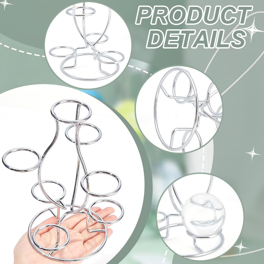 NBEADS Crystal Ball Holders, 7 Eggs Display Stand Platinum Iron Multi-Sphere Display Holder for Crystal Ball Sphere Globe Home Office Decor Ornament