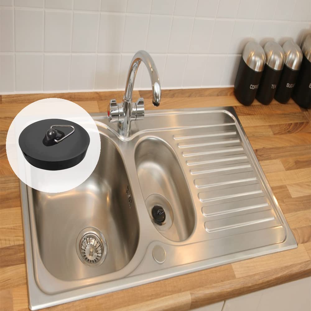 2 Pcs Drain Stopper Set, Bath Plugs, Sink Plug Rubber with Hanging Ring for Bathtub, Kitchen and Bathroom