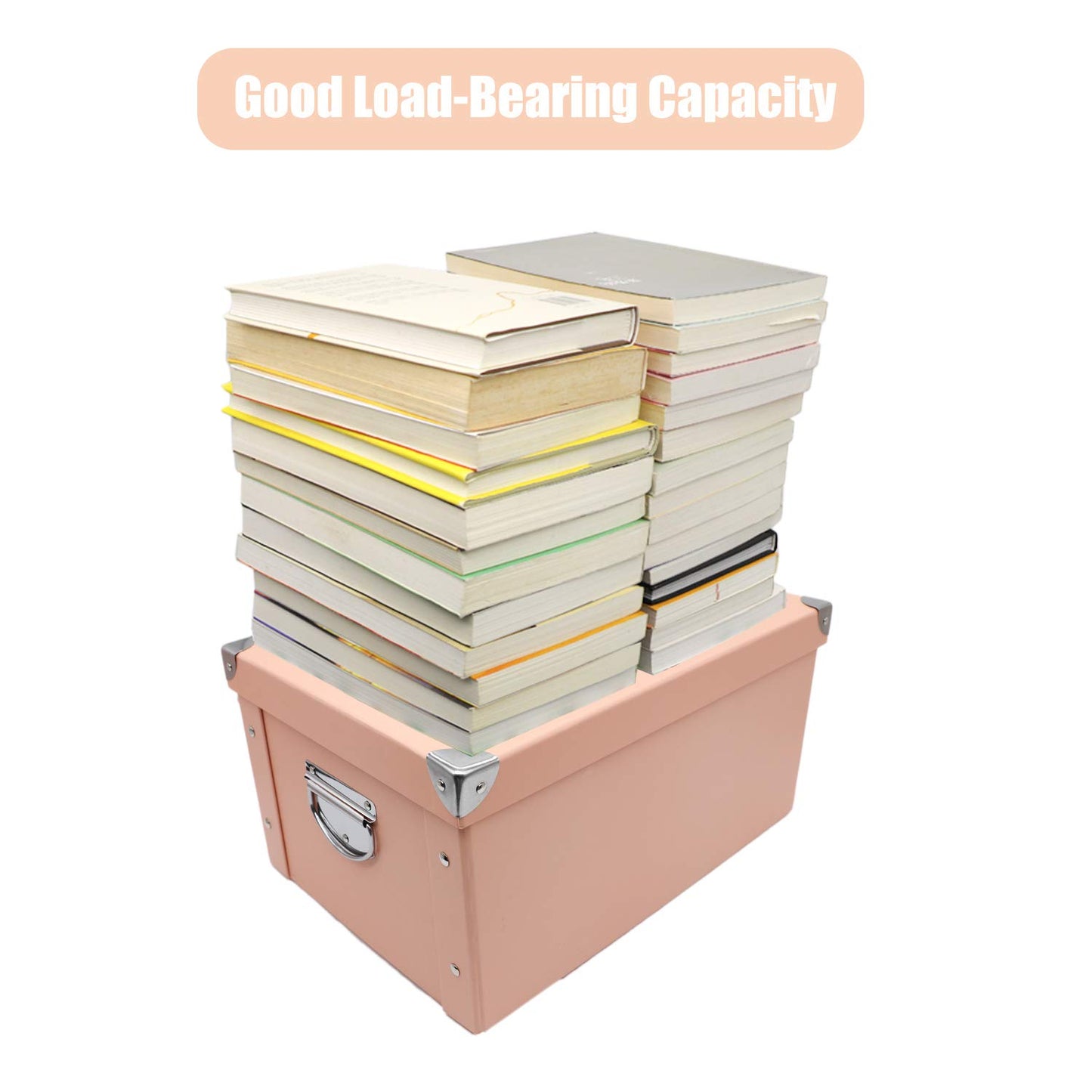 GUOZI Collapsible Storage Box with Lid, Decorative Cardboard File Organizer