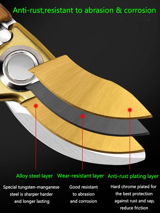 Horsvill Garden Shears, Pruning Scissors Made of Japanese SK4 Steel Blades, Garden Secateurs for Heavy Duty, Garden Snips and Flower Plants Clippers,