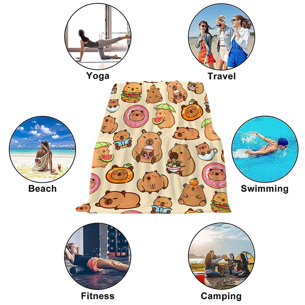 HAJXXMM Capybara Beach Towel, Capybara icrofibre Beach Towels for Adults, 100cm x 130cm, Soft Fluffy Quick Dry Towel For Men Women, Bathroom, Holiday