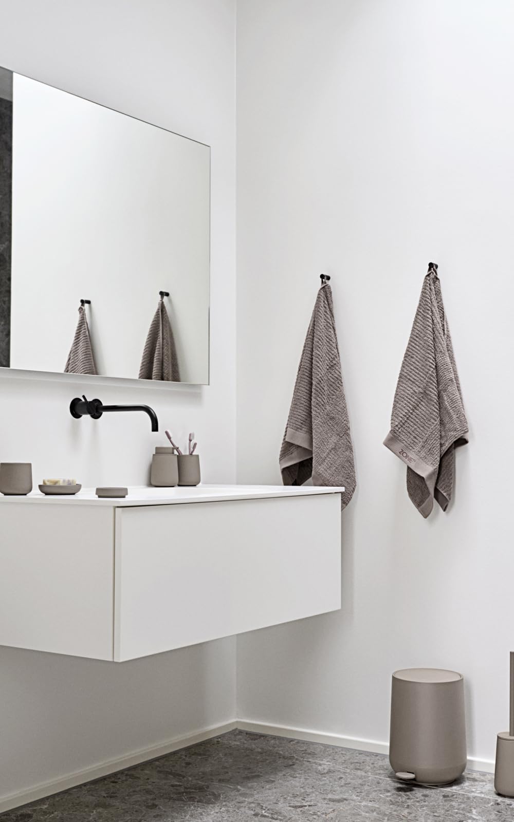 Zone Denmark Nova Pedal Bin, Cosmetic Bathroom Bin, Small Waste Bin for Bathroom, 3 Litre, Ø 20.5 cm, Height 23.5 cm, Taupe