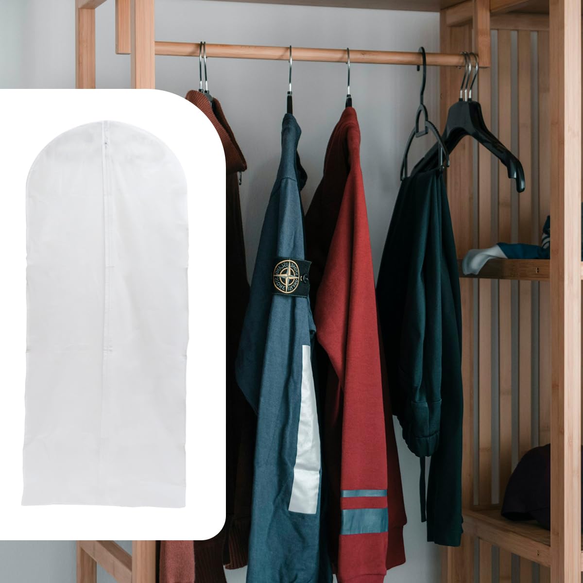 GroveEss Long Dress Bags Covers,60x140cm Full Zipper Clothes Protector Hanging Bags,Dust Proof Water Resistant Clothing Storage Bags for Travel