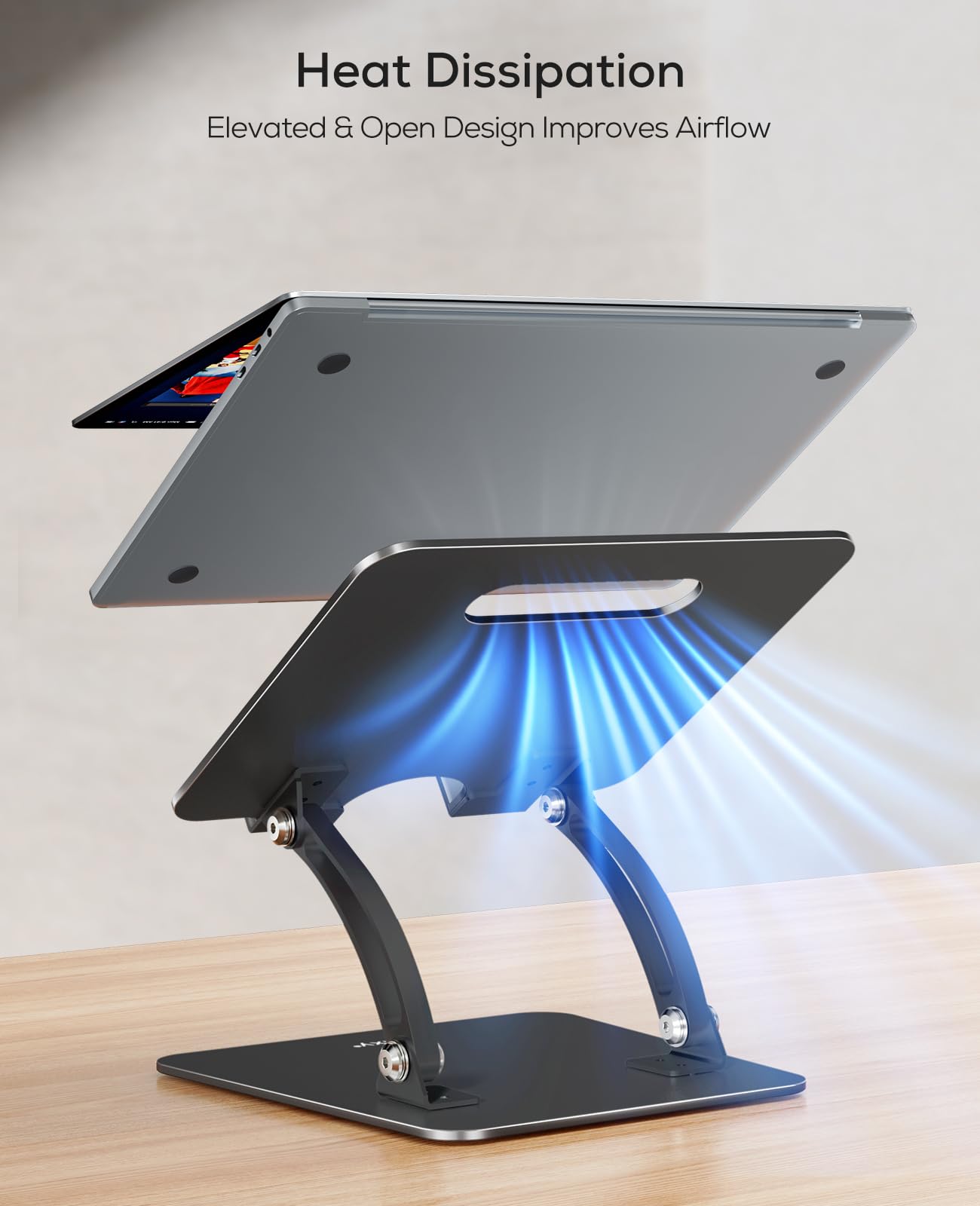 Nulaxy Adjustable Laptop Stand for Desk, Dual Foldable Design, Black