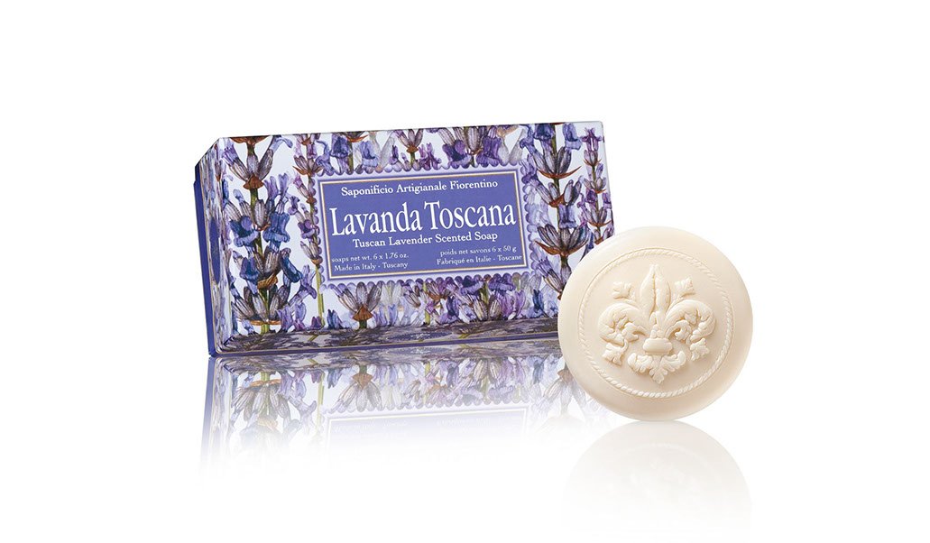 Saponificio Artigianale Fiorentino Tuscan Lavender Soap Gift / Guest Set 6 x 1.76 Ounce Bars by Saponificio Artigianale Fiorentino