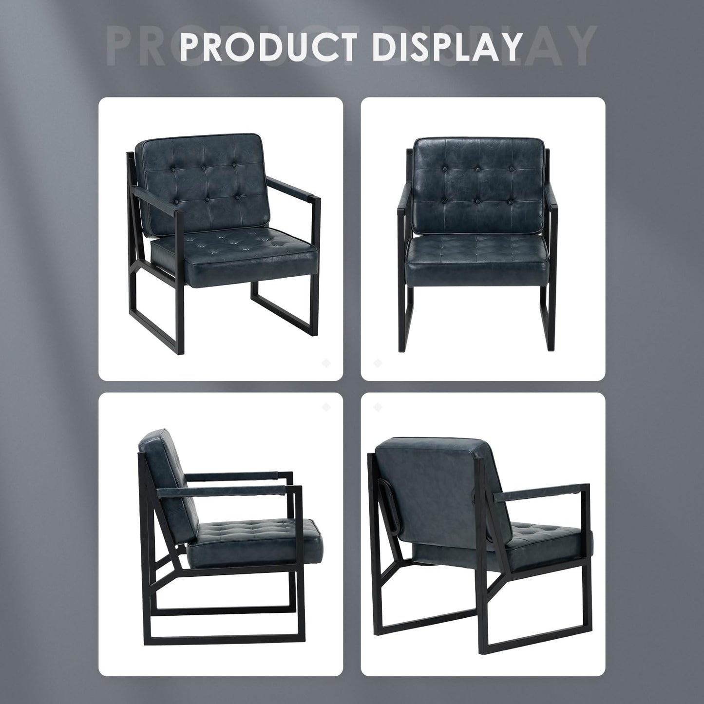 COLAMY Mid Century Modern Accent Chair Set of 2, Comfy Living Room Armchair with Metal Legs