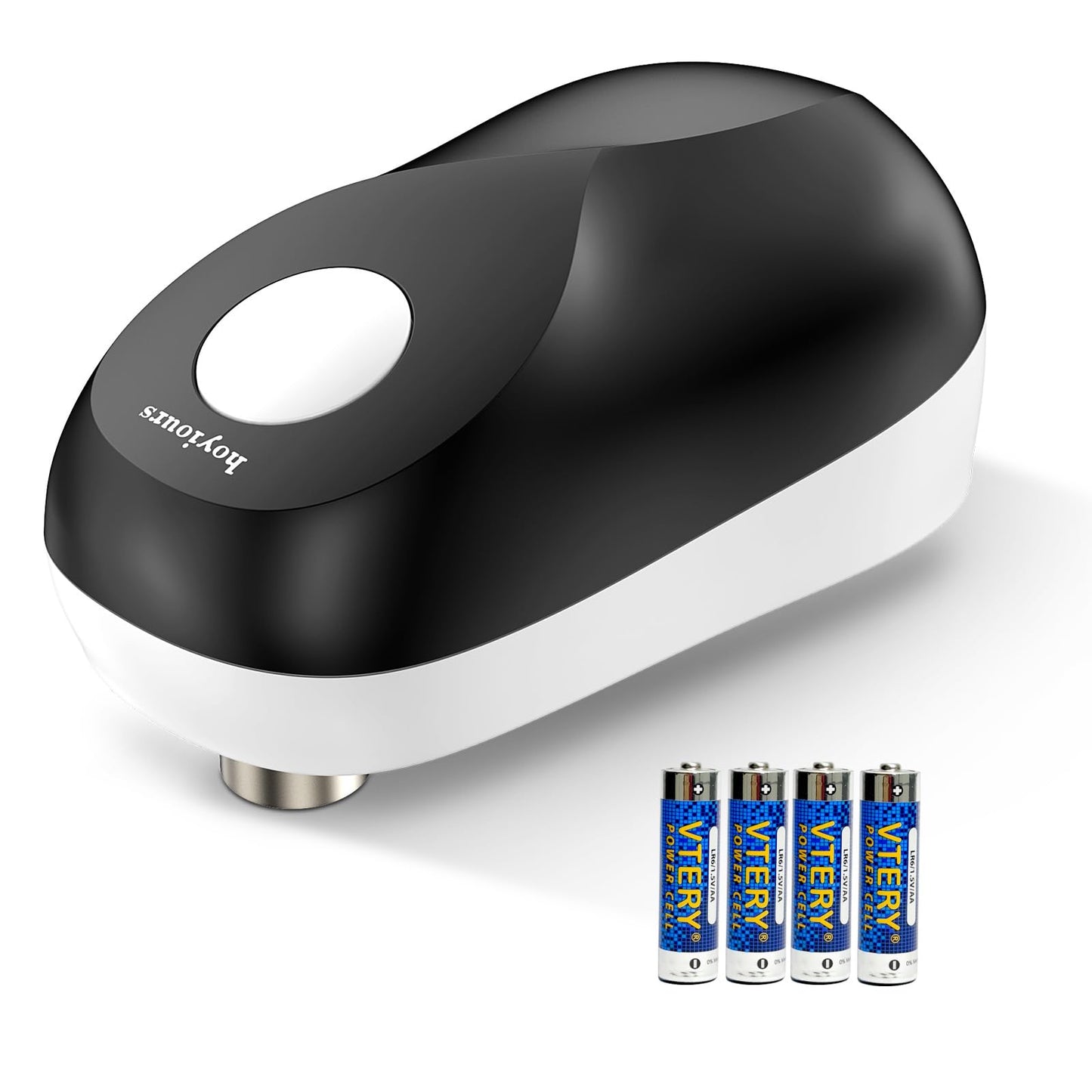 Electric Tin Opener with Smooth Edge Cut, hoyiours One Touch Automatic Can Opener with Auto Off, Cordless Tin Opener for Arthritic Hands, 4 AA