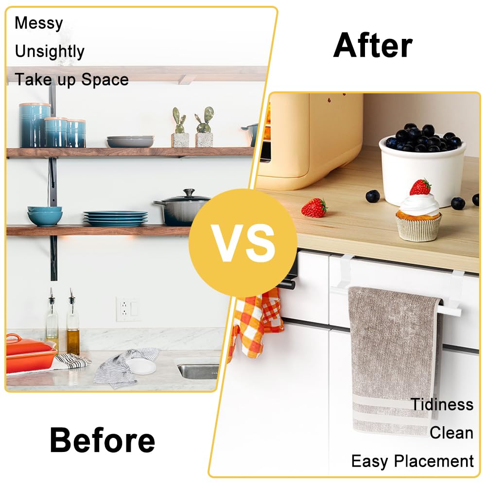 2 Pcs Stainless Steel Towel Holder, Over Door Towel Rail with Protective Strip, Towel Bar Holder