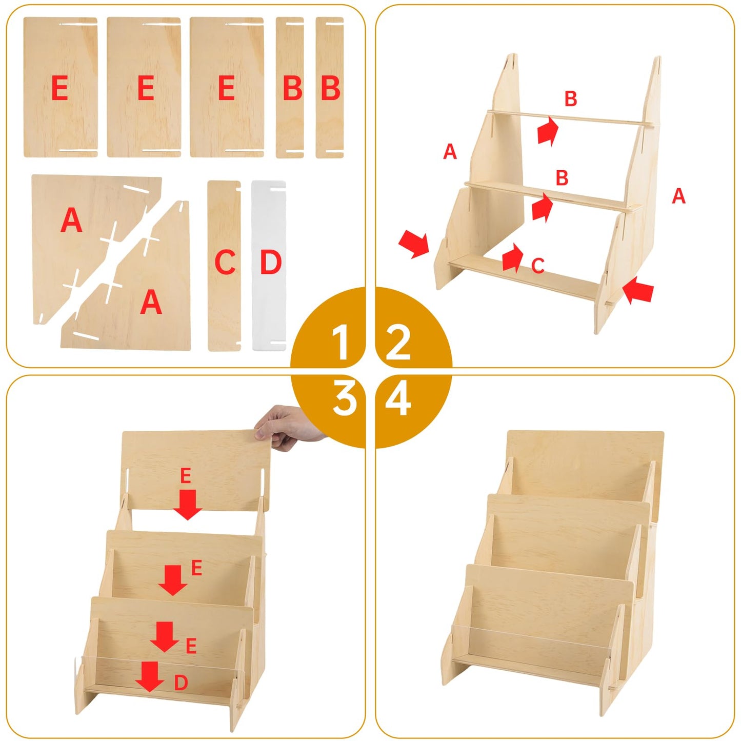 SSYYGET Greeting Card Display Stand, 3 Tier Postcard Display Stand, Portable Card Display Rack, Wooden Retail Display Holder, Magazine Organizer Rack