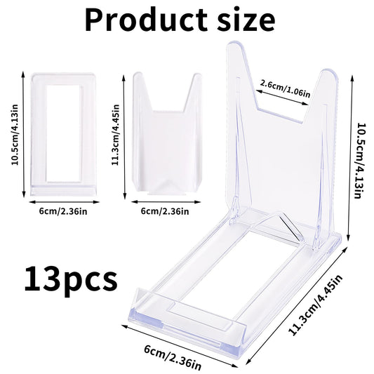 13 Pcs Clear Display Stands - Acrylic Plate Holders with Adjustable Easels for Mobile Phones, Photos, Cards, Books