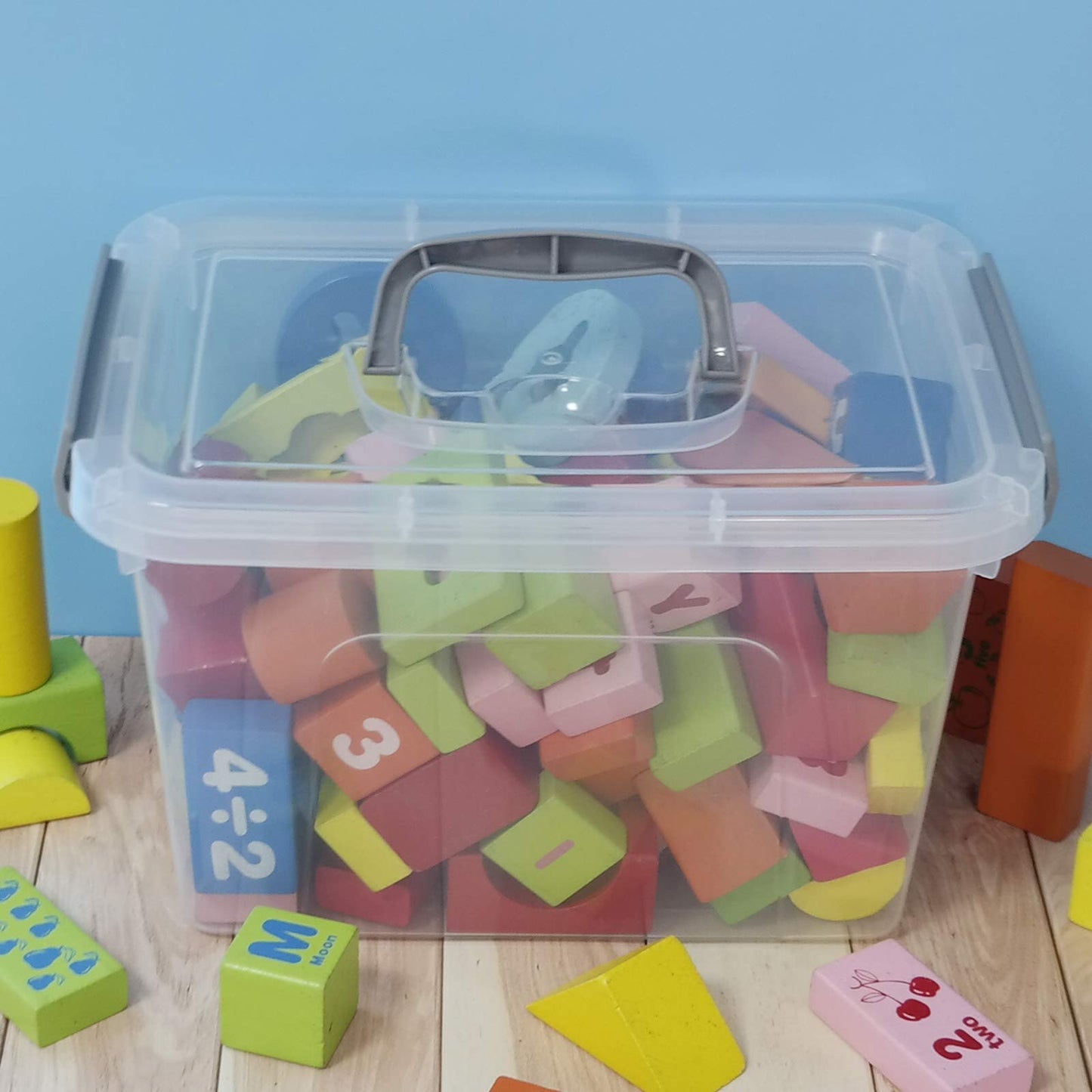 Leendines 5.5 Liter Plastic Lidded Storage Box, Clear Boxes, 6 Pack