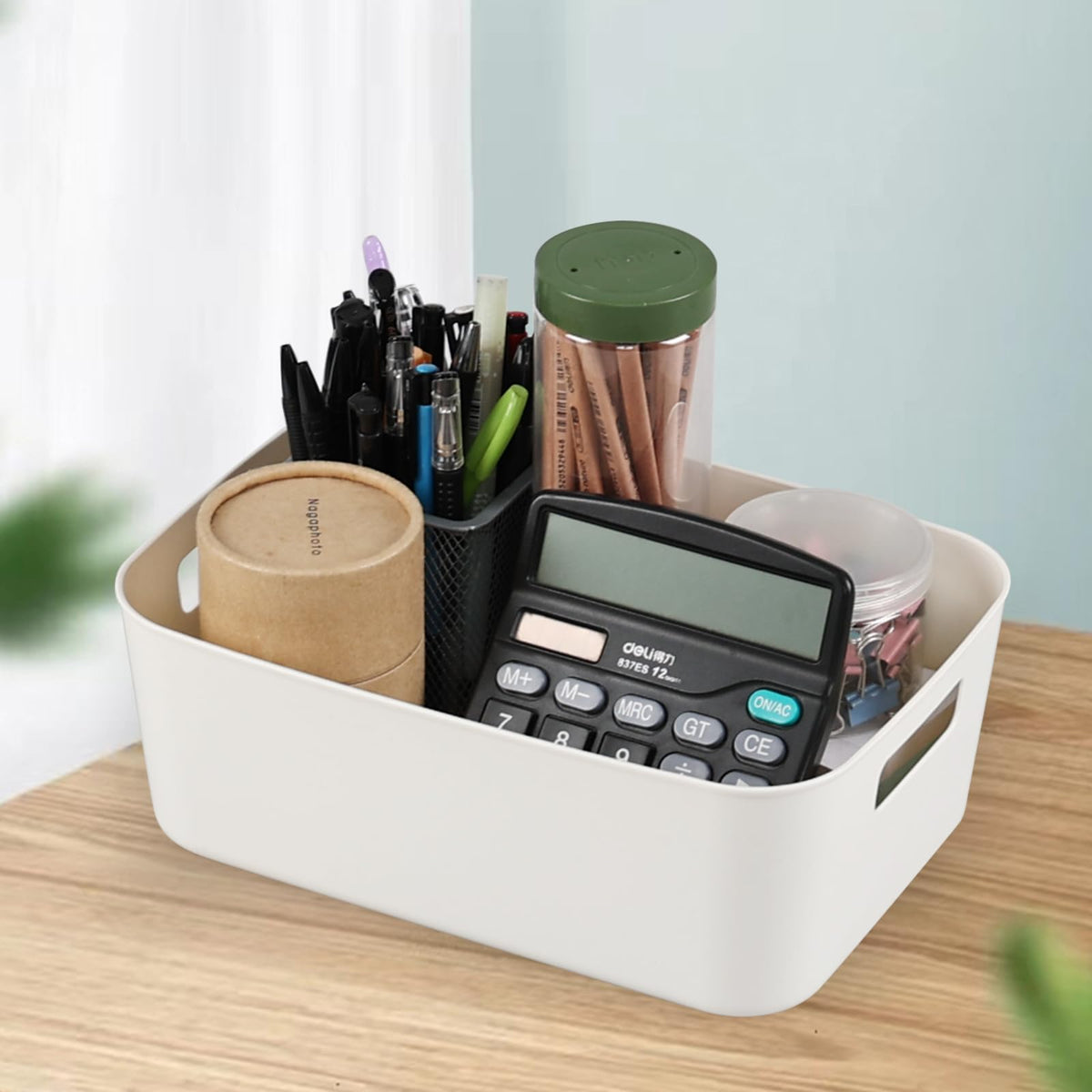 Haodehen 6 Packs Plastic Storage Boxs, Open Organizer Containers Bins