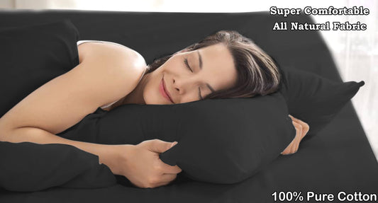 Euphoric Gifts 100% Pure Cotton (Egyptian Cotton) SUPER KING SIZE Duvet Cover Bed Set in Plain Black includes duvet cover, fitted sheet &
