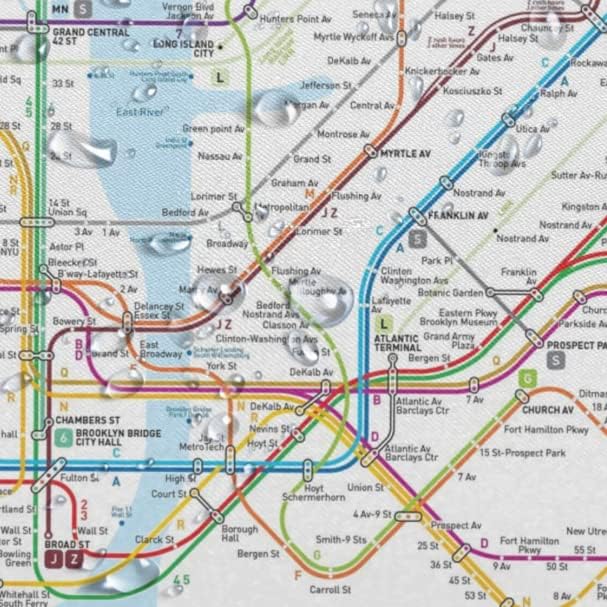 Gaakvrr Shower Curtain New York Subway Map Waterproof Polyester Fabric Bathroom Curtain Set with 12 Hooks, Unique Urban Bathroom Decor 180x180 cm