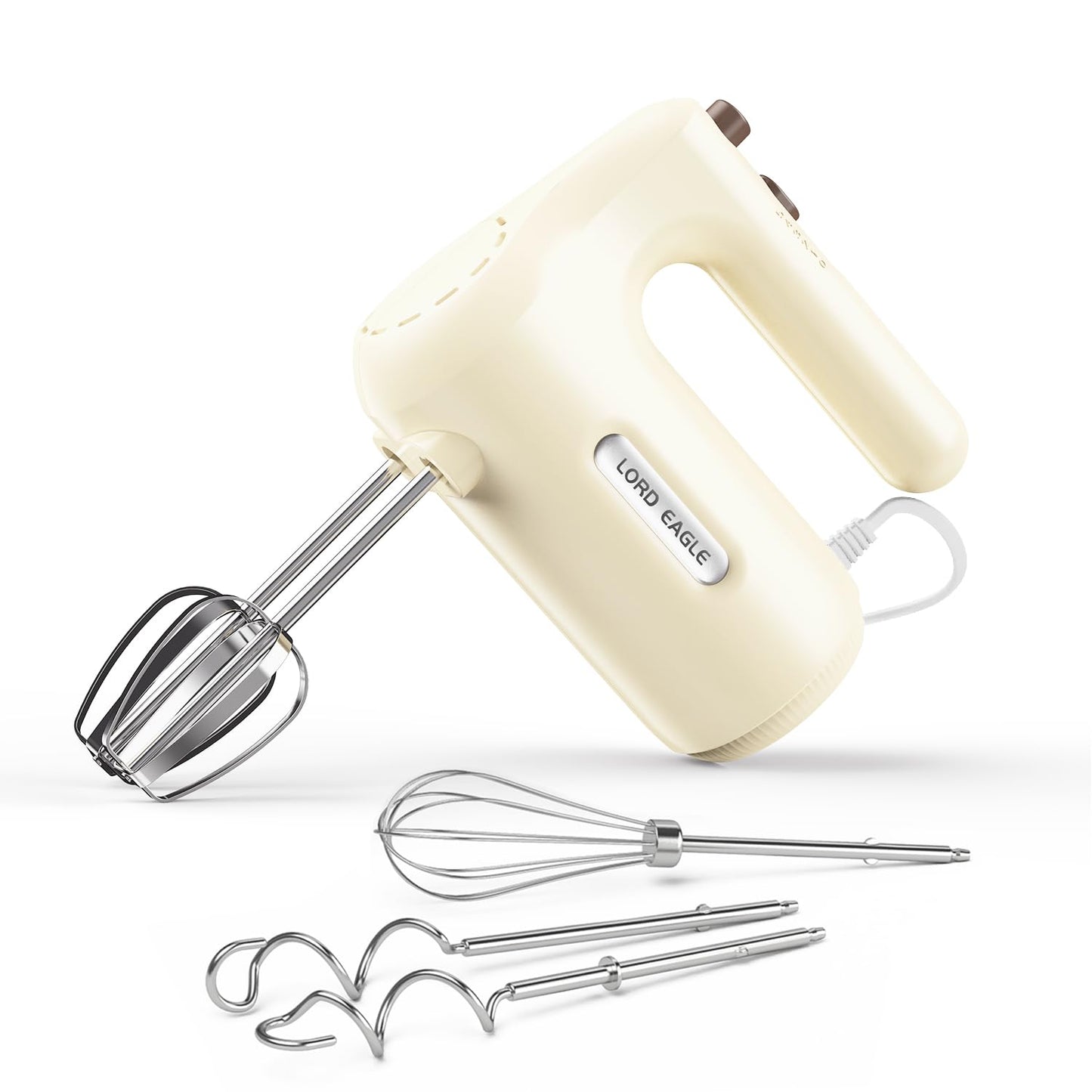 Lord Eagle 5-Speed Hand Mixer Electric Whisk, 300W Handheld Mixer for Baking, Egg Beater, Blending or Cooking,Portable & Lightweight, 5 Accessories,
