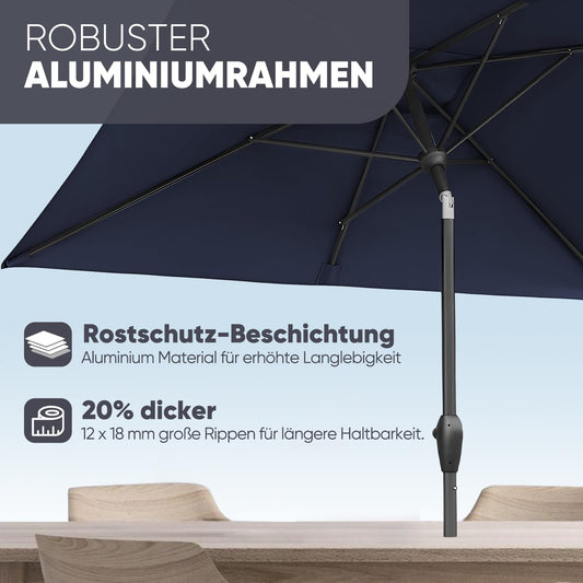 Sekey Aluminium Parasol 210 ? 140 cm Parasol Balcony Parasol Rectangular for Balcony Garden & Patio Sun Protection UV 50+