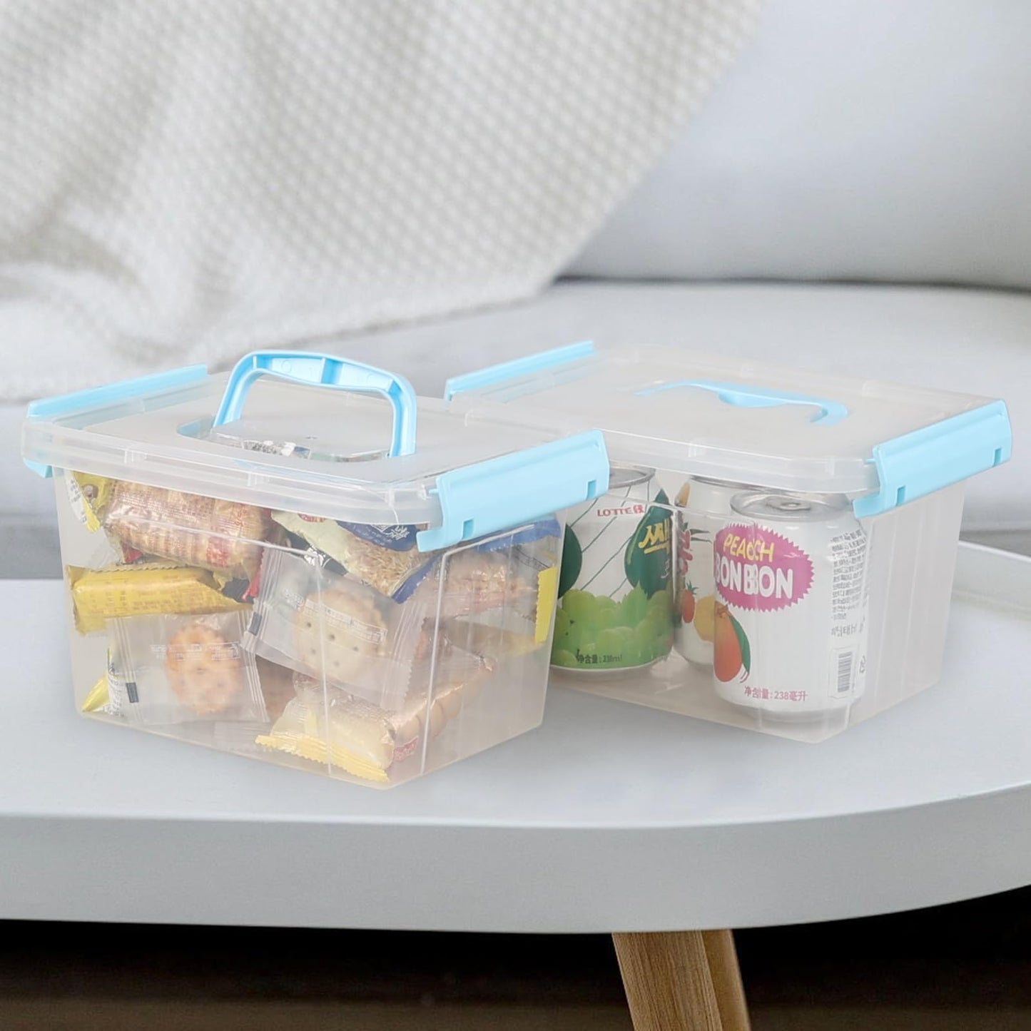 Jandson 3L Small Plastic Lidded Storage Box with Carry Handle, 6 Packs