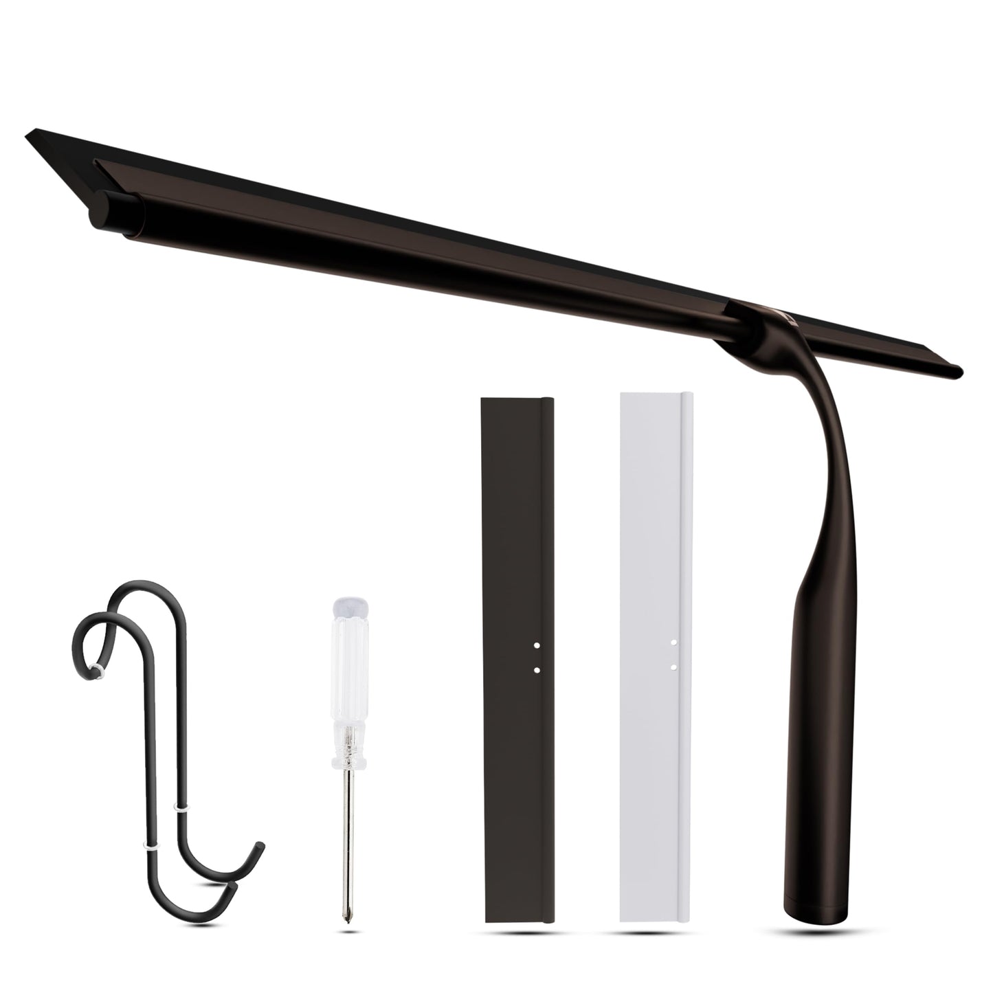 Wunset 40 cm Shower Squeegee, Large Bronze Window Squeegee - 6 Pieces Set Including 2 Replacement Silicone Lips, Squeegee Shower Cleaner for Shower