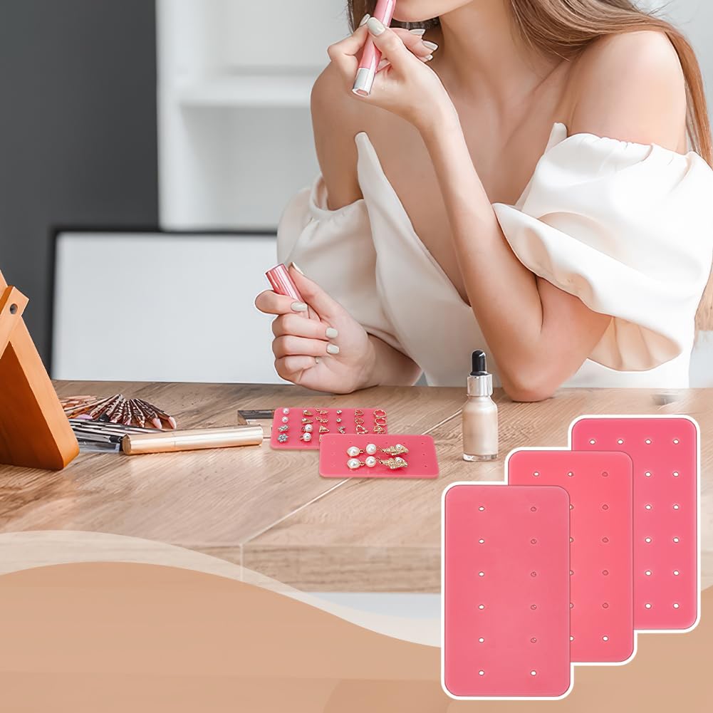 OLYCRAFT 18Pcs Acrylic Earring Display Card Pink Portable Acrylic Earring Organizer with Holes Stud Earrings Storage Holder Rectangle Jewelry Show