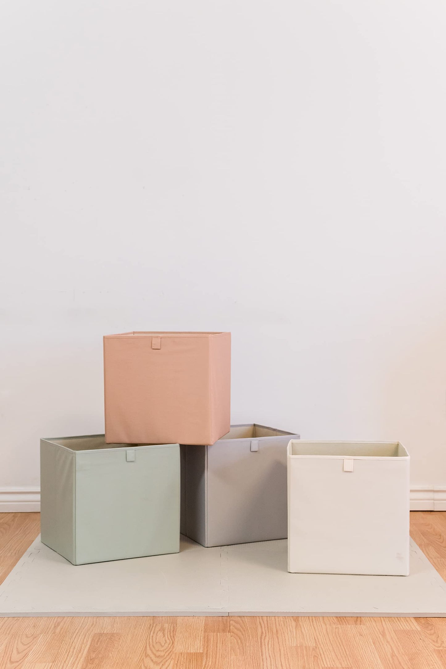 3 Sprouts Storage Cube Box, Foldable Fabric Cubby Organizer, Clay