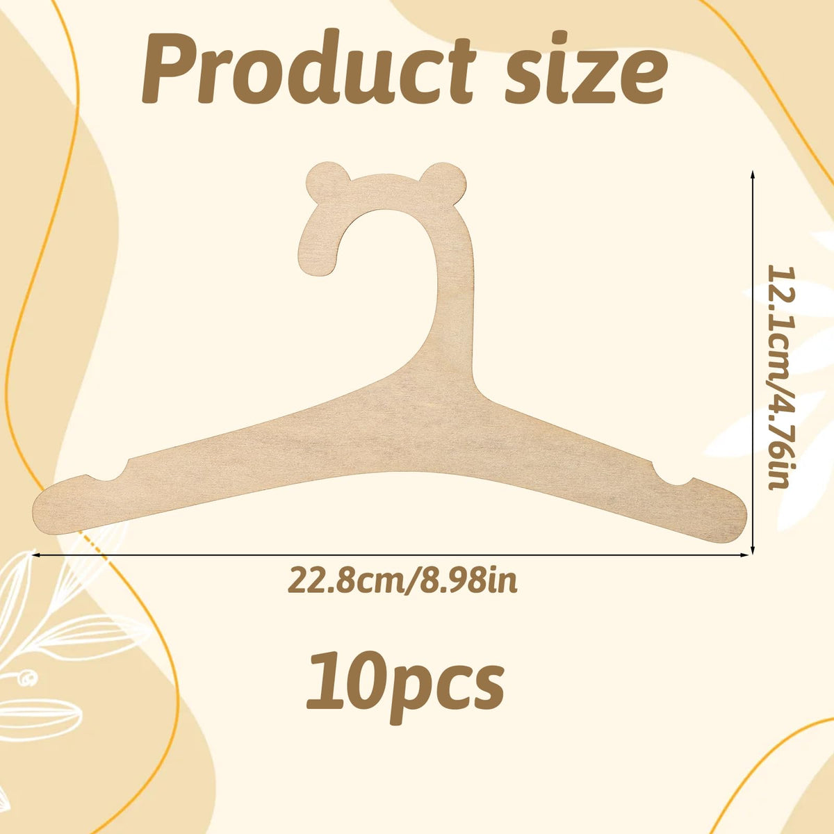 LIQWEI 10Pcs Wooden Baby Hangers, Baby Clothes Hangers, Cute Babies Coat Hanger with Bear Ears Closet Organizer